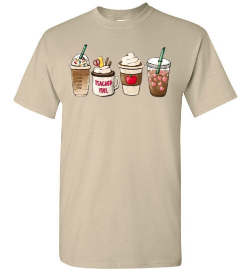 Teacher Fuel Starbucks Coffee Frappe Latte Graphic Tee Shirt Fall Top