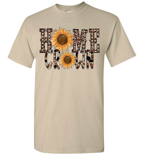Home Grown Leopard Sunflowers Graphic Tee Shirt Top