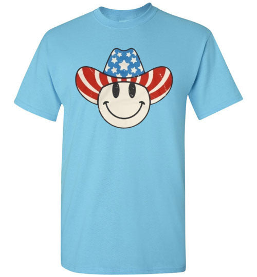 Cowboy Hat Patriotic Tee Shirt Graphic Top 32632