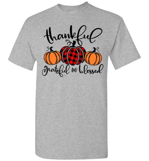 Thankful Grateful Blessed Pumpkins Shirt Top Graphic T-Shirt