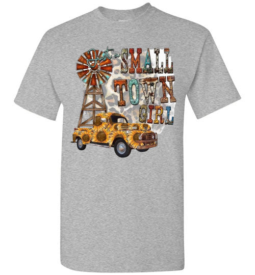 Small Town Girl With Leopard Print Background Graphic Tee Shirt Top