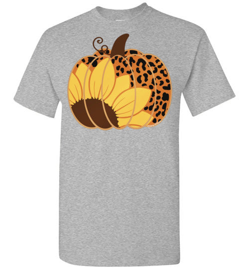 Sunflower Leopard Print Pumpkin Tee Graphic Top Shirt T-Shirt