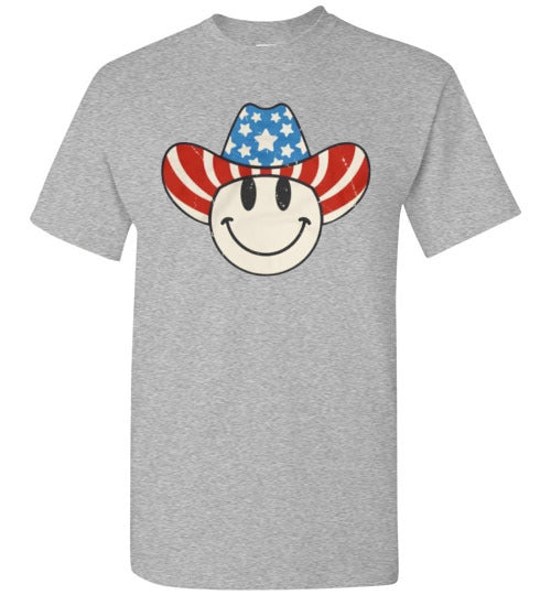 Cowboy Hat Patriotic Tee Shirt Graphic Top 32632