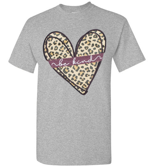 Be Kind Leopard Heart Tee Shirt Top T-Shirt
