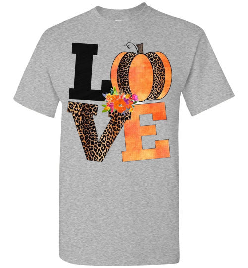 Love Leopard Pumpkin Fall Tee Shirt T-Shirt