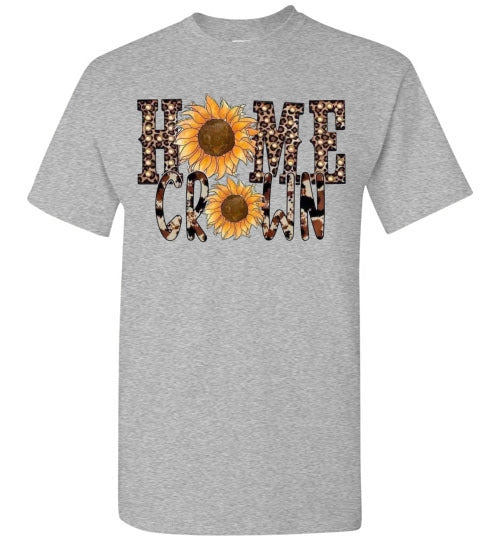 Home Grown Leopard Sunflowers Graphic Tee Shirt Top