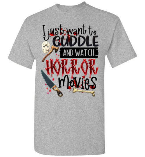 Cuddle and Watch Horror Movies Graphic Tee Shirt Top