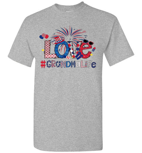 Grandma Life Fireworks Patriotic American USA Graphic Tee Shirt 32453