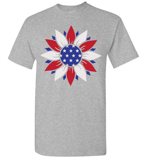 Floral USA Patriotic Tee Shirt Top T-Shirt 32276