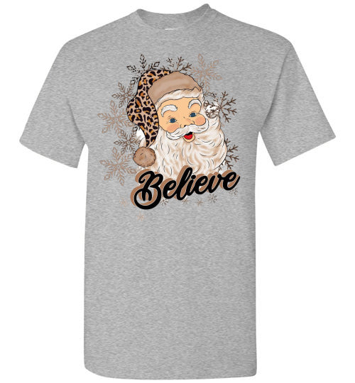 Believe Santa Tee Shirt Top T=Shirt
