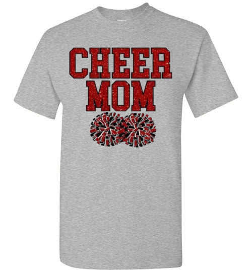 Cheer Mom Sports Football Baseball Basketball Soccer Ball Grpahic Tee Shirt Top