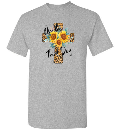 Leopard Cross Sunflower Graphic Tee Shirt Top
