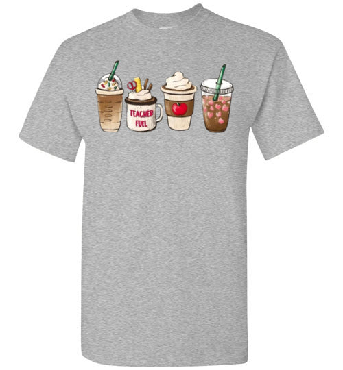 Teacher Fuel Starbucks Coffee Frappe Latte Graphic Tee Shirt Fall Top