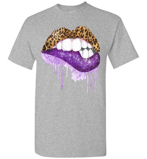 Purple leopard lips t-shirt graphic top