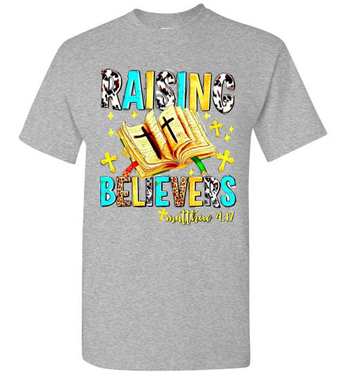 Raising Believers Christian Faith Cross Bible Tee Shirt Top Shirt T-Shirt