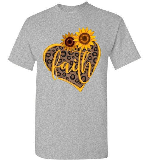 Sunflower Heart Leopard Christian Faith Tee Shirt Top T-Shirt