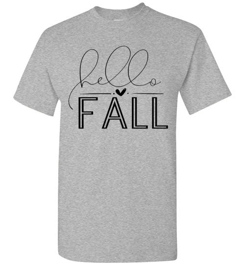 Hello Fall Autumn Graphic Tee Shirt Top