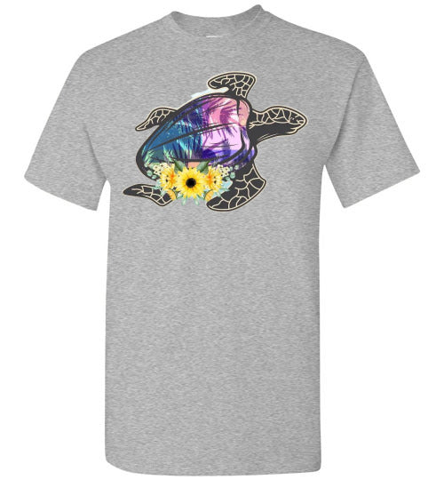 Sea Turtle With Flowers Graphic Tee Shirt Top