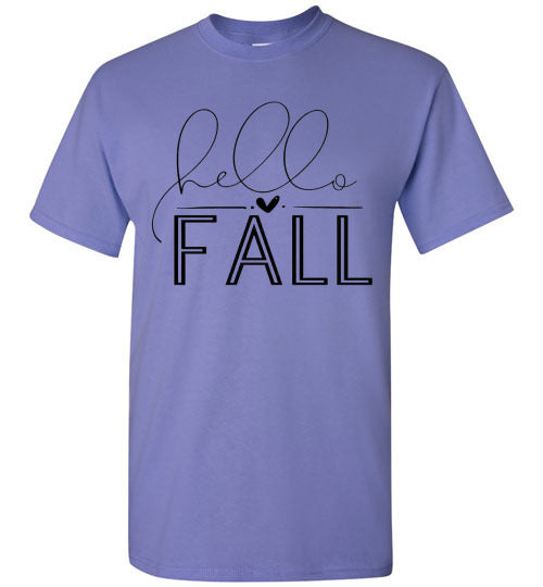 Hello Fall Autumn Graphic Tee Shirt Top