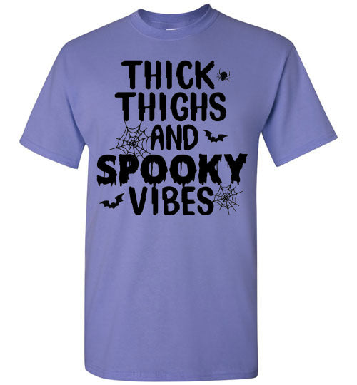 Thick Thighs and Spooky Vibes Halloween Graphic Tee Shirt Top