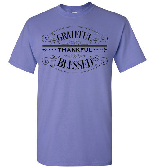 Grateful Thankful Blessed Fall Autumn Thanksgiving Graphic Tee Shirt top
