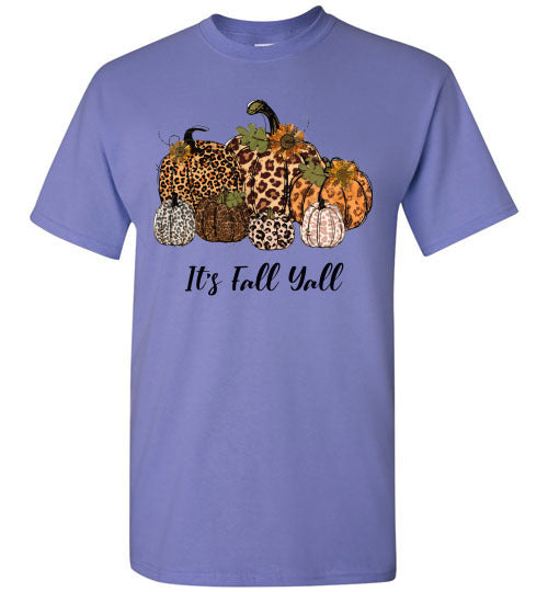 It's Fall Ya'll Leopard Pumpkin Graphic Tee Shirt Top