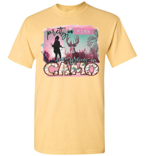 Pretty In Pink Dangerous In Camo Tee Shirt Top T-Shirt
