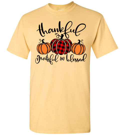 Thankful Grateful Blessed Pumpkins Shirt Top Graphic T-Shirt