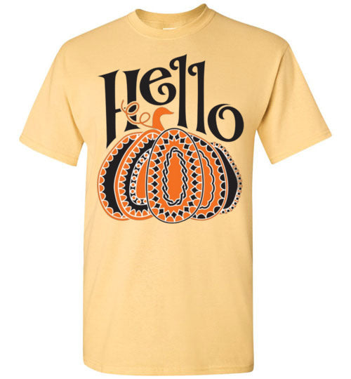 Hello Pumpkin Graphic Fall Tee Shirt Top T-Shirt