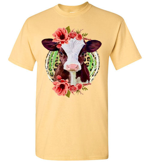 Country Glam Helfer Cow Graphic Tee Shirt Top