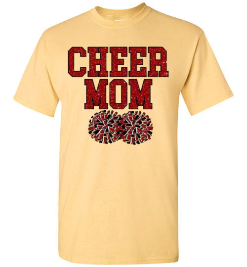 Cheer Mom Sports Football Baseball Basketball Soccer Ball Grpahic Tee Shirt Top