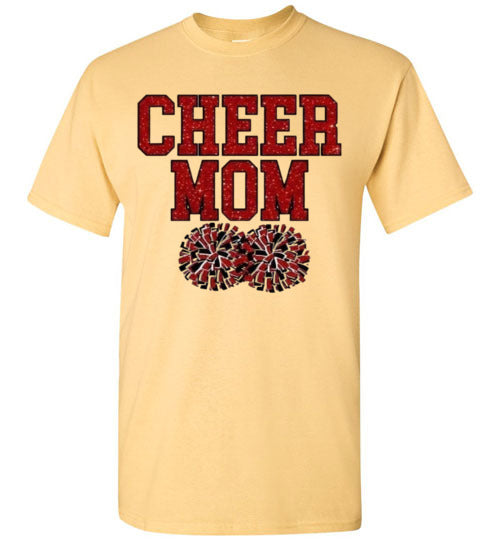 Cheer Mom Sports Football Baseball Basketball Soccer Ball Grpahic Tee Shirt Top