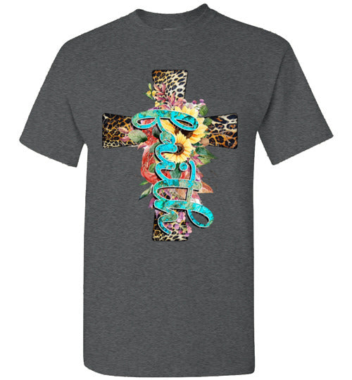 Leopard face cross tee shirt top graphic t-shirt