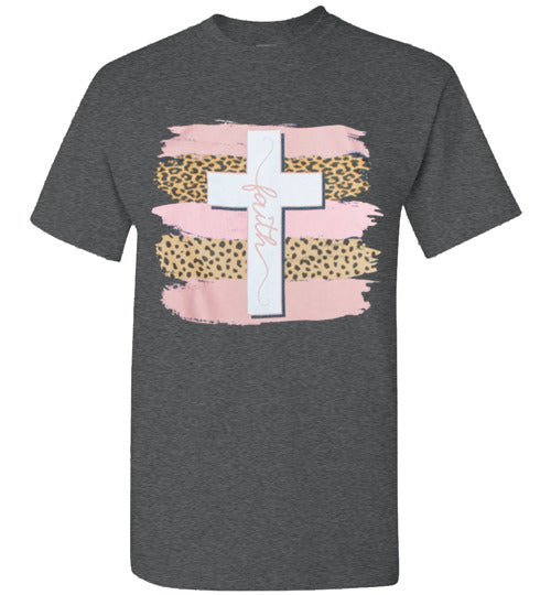 Faith Cross Leopard Tee Shirt Top