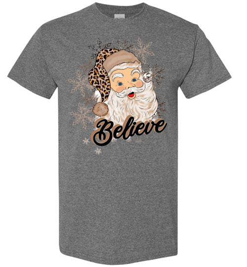 Believe Santa Tee Shirt Top T=Shirt