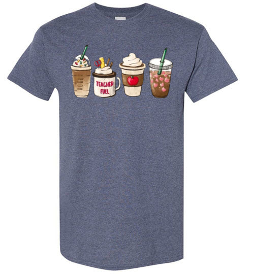 Teacher Fuel Starbucks Coffee Frappe Latte Graphic Tee Shirt Fall Top