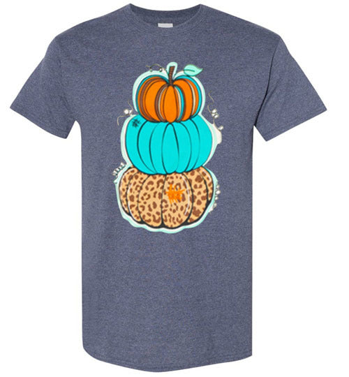 Triple Pumpkins Fall Grapgic Tee Shirt Top