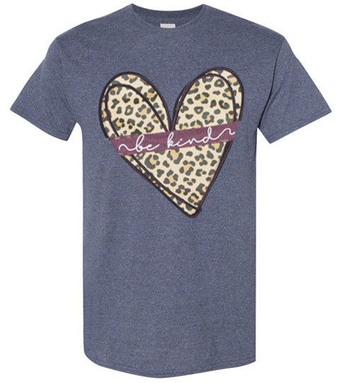 Be Kind Leopard Heart Tee Shirt Top T-Shirt