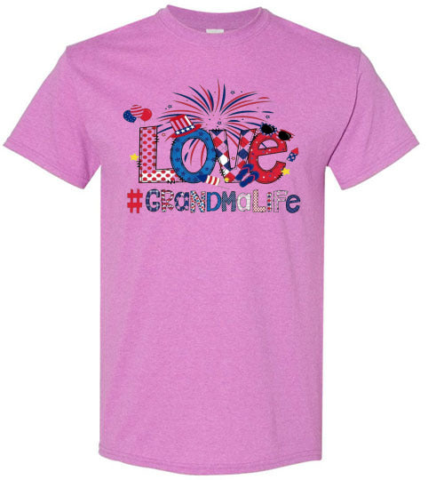Grandma Life Fireworks Patriotic American USA Graphic Tee Shirt 32453