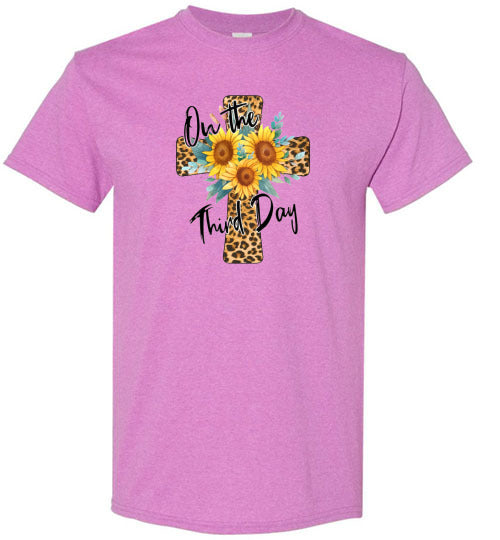 Leopard Cross Sunflower Graphic Tee Shirt Top
