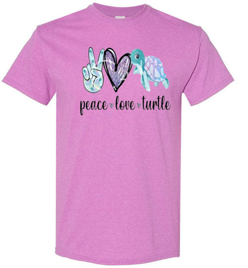 Peace Love Turtle Graphic Tee Shirt Top