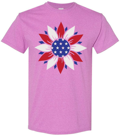 Floral USA Patriotic Tee Shirt Top T-Shirt 32276