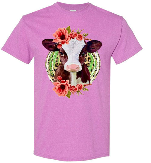 Country Glam Helfer Cow Graphic Tee Shirt Top