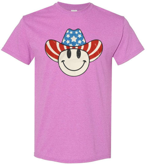 Cowboy Hat Patriotic Tee Shirt Graphic Top 32632