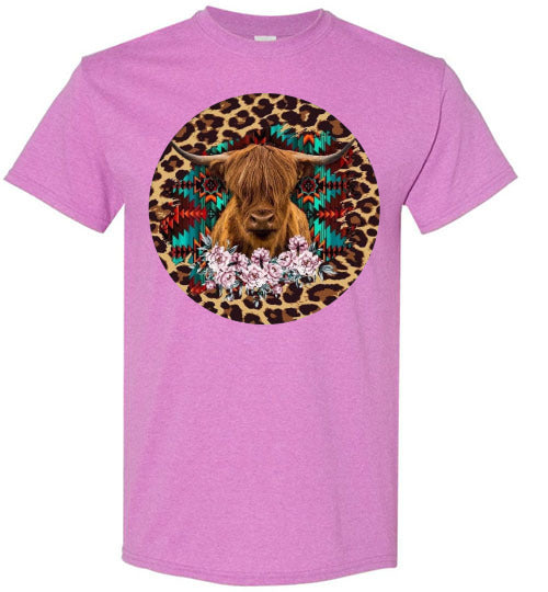 Leopard Country Glam Cow Graphic Tee Shirt Top