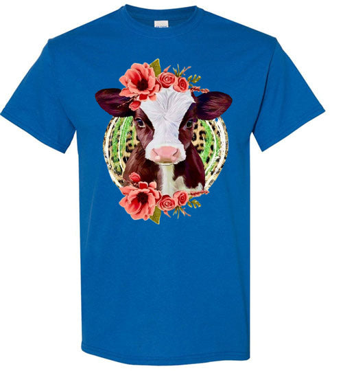 Country Glam Helfer Cow Graphic Tee Shirt Top