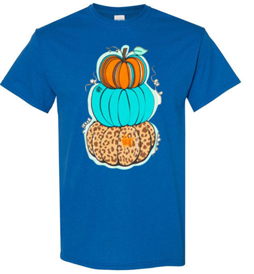 Triple Pumpkins Fall Grapgic Tee Shirt Top