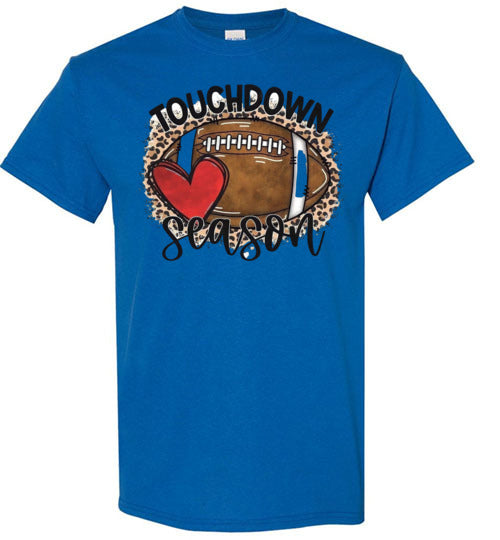 TouchDown Season Fottball Heart Leopard Print Graphic Top Shirt