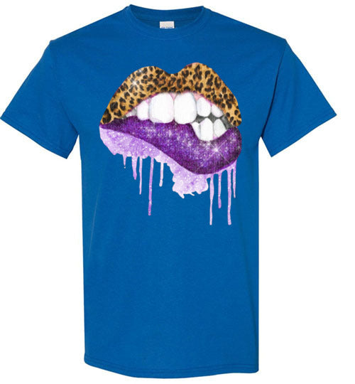 Purple leopard lips t-shirt graphic top