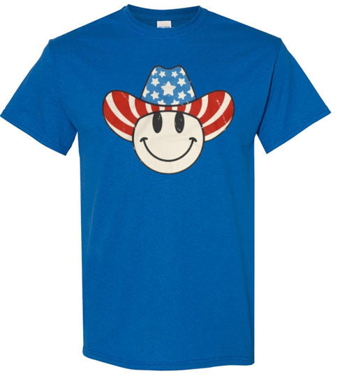 Cowboy Hat Patriotic Tee Shirt Graphic Top 32632